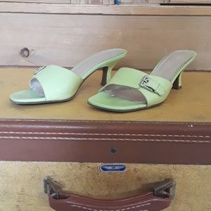 Lime Green Open Toe Kitten Heels